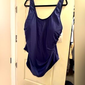 Blue One-Piece Sarong style Swimsuit